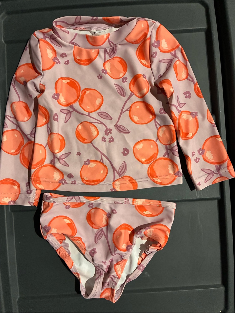 Carter's Peach-Print Long-Sleeve Rash Guard Set in Peach and Purple